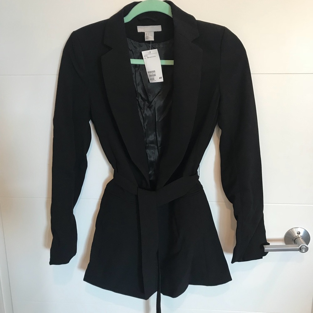 H&M Black Sash-waist Blazer